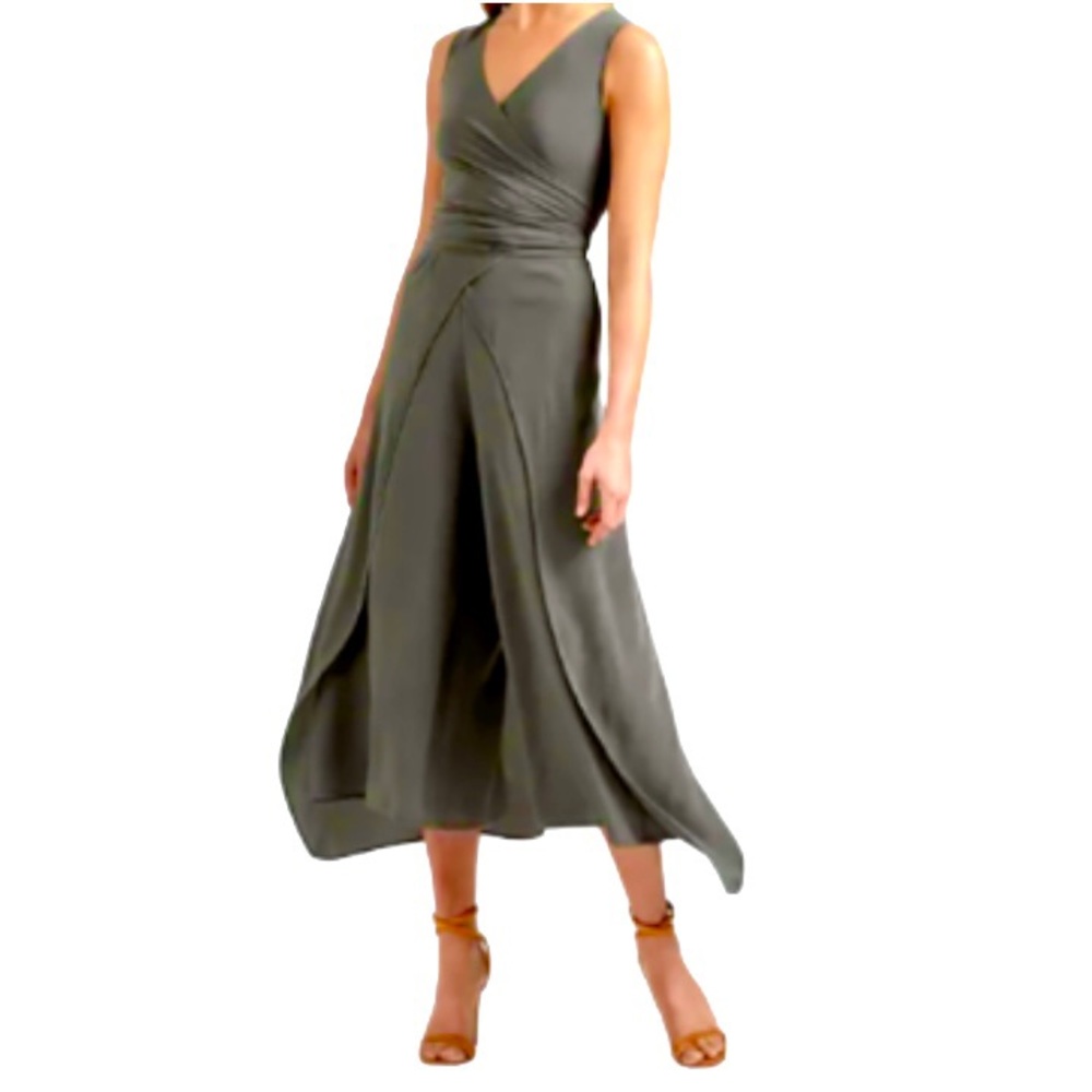 SCANLAN THEODORE 100% Sage Olive Green Silk CDC Jumpsuit NEW - XS / AU 6